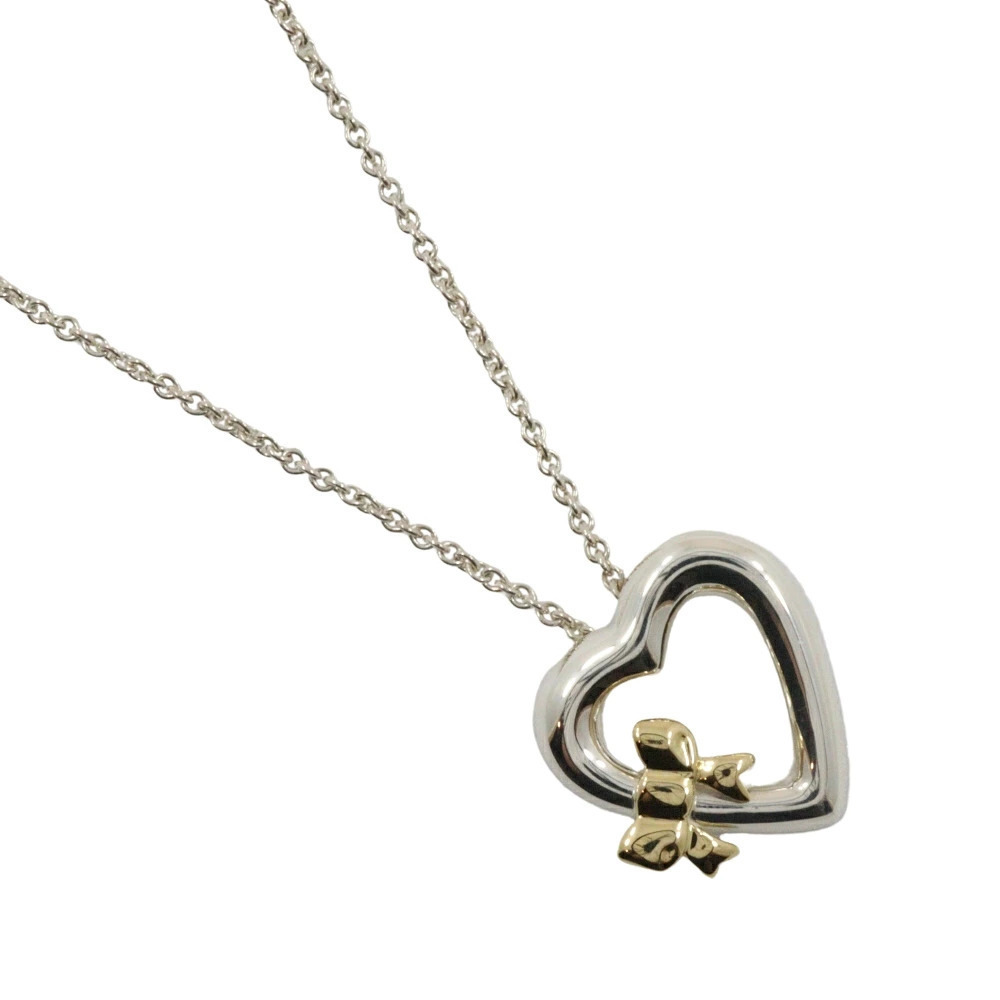 Tiffany Co Heart Rion Necklace Sterling Silver Yellow Gold
